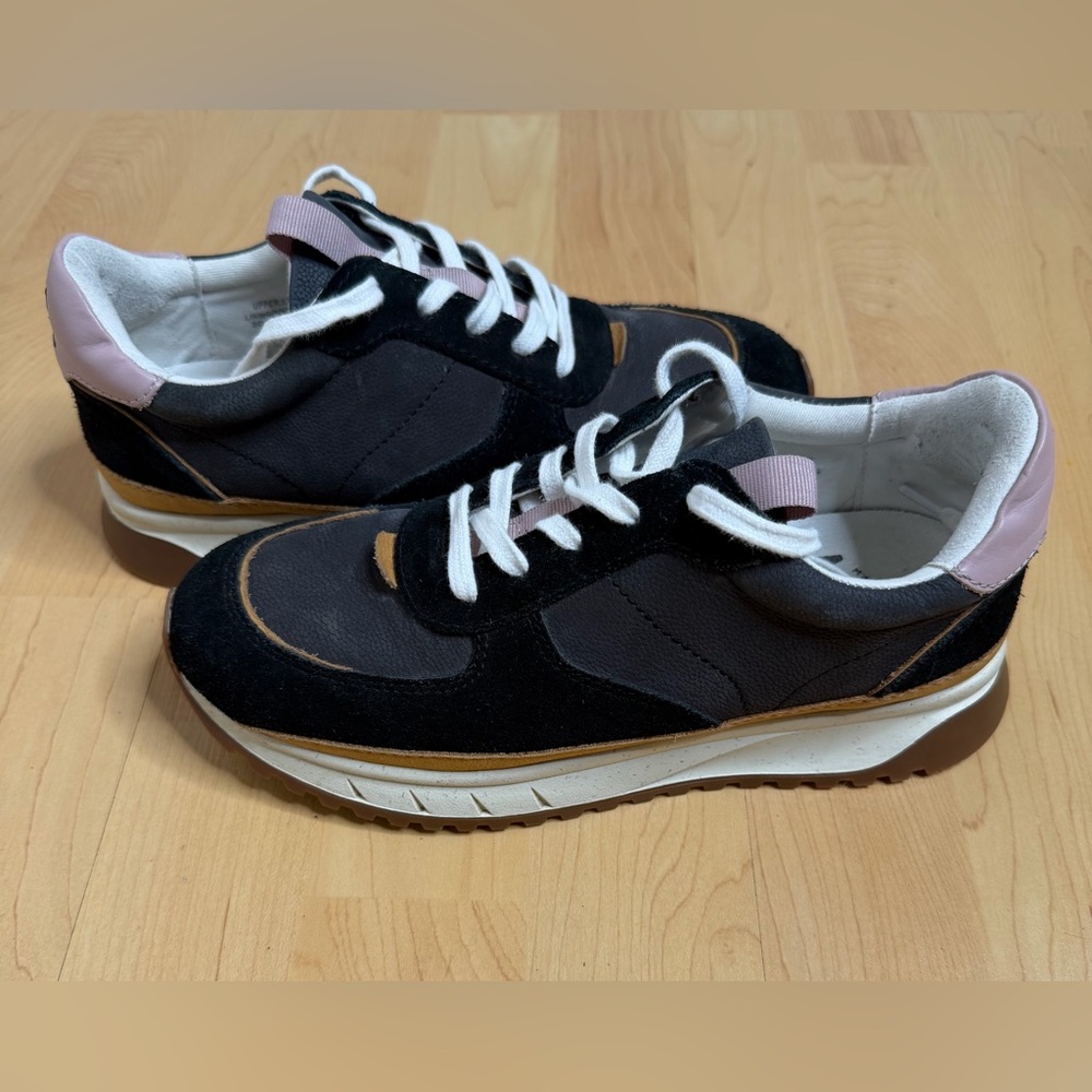Madewell Women 7 Men 5.5 Black Tan Pink Sneakers Casual Shoes
